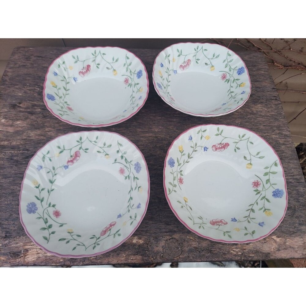 4 Johnson Bros Summer Chintz 6 1/8" Square Bowls England